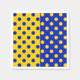 Half Blue Yellow Polka Dots Pattern Design Napkin