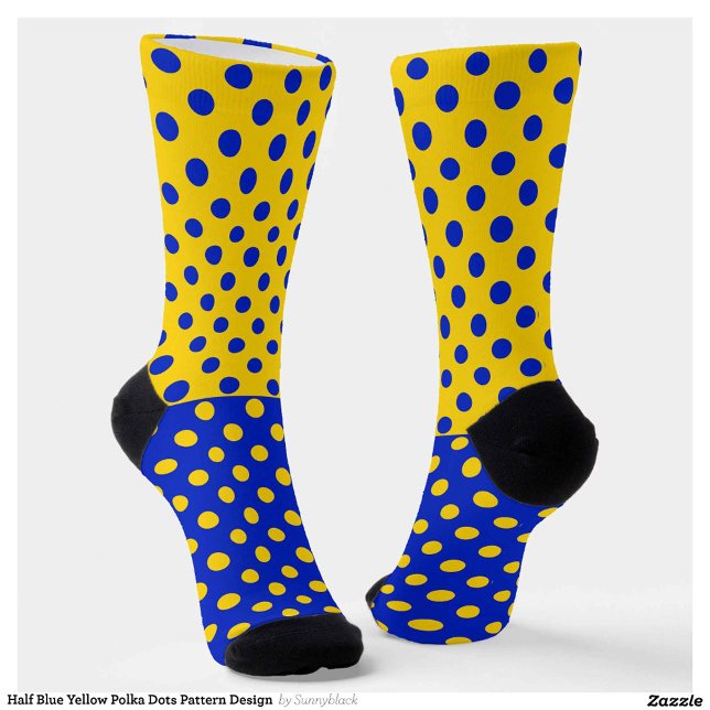 Half Blue Yellow Polka Dots Pattern Design  Socks (Creator Uploaded)