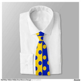Half Blue Yellow Polka Dots Pattern Design  Tie