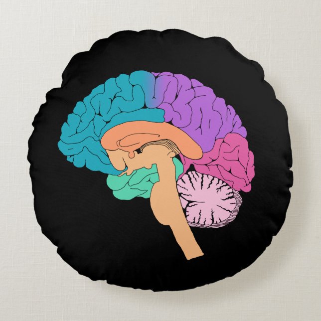 Half Brain Science Round Cushion (Front)