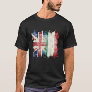 Half British and Italian UK Italy Roots Union Jack T-Shirt