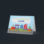Half Brother 6th Birthday Colourful Train on Track Card<br><div class="desc">Deliver a fun birthday message for a beloved half-brother using this colourful train card that also features a customizable front for you to personalize with his name. Give him this to greet him a happy 6th birthday.</div>