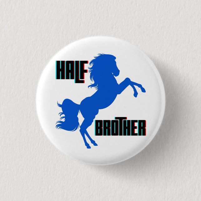Half Brother Horse Rearing 1 Inch Round Button (Front)