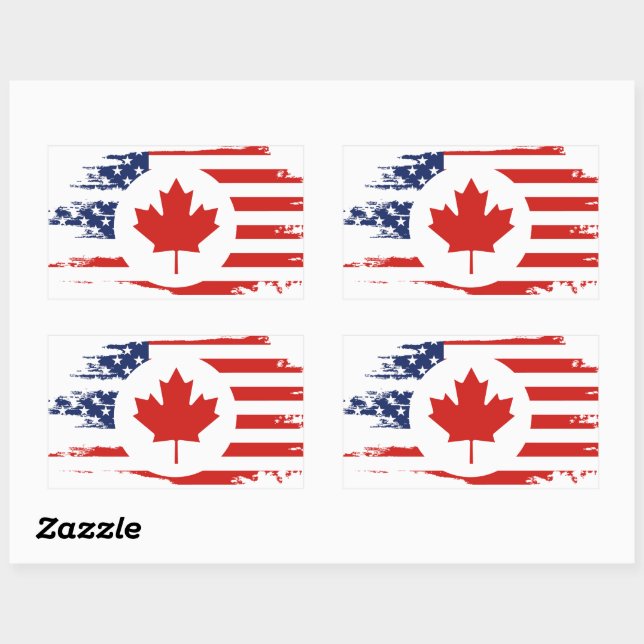 Half Canadian American: Canada USA Maple Leaf Flag Sticker (Sheet)