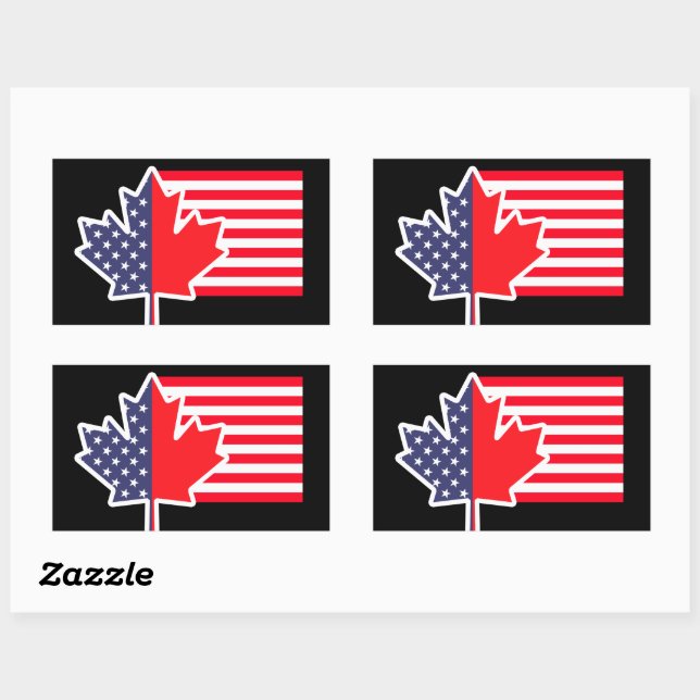 Half Canadian American: Canada USA Maple Leaf Flag Sticker (Sheet)