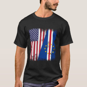 Half Cape Verdian Flag Vintage Cape Verde Usa Gift T-Shirt