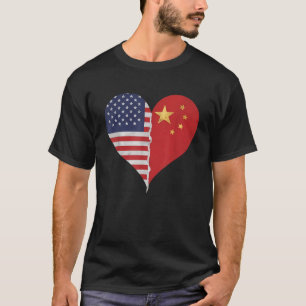 Half Chinese Half American USA Flag China America T-Shirt
