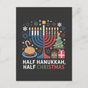 Half Christmas Half Hanukkah Christmukkah Funny Announcement Postcard