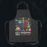 Half Christmas Half Hanukkah Christmukkah Funny  Apron<br><div class="desc">Christmas Hanukkah mashup,  menorah Christmas,  interfaith holiday humour,  Chrismukkah,  funny Jewish Christmas,  holiday crossover,  Jewish humour,  festive dual holiday,  Christmas 2025,  Hanukkah 2025</div>