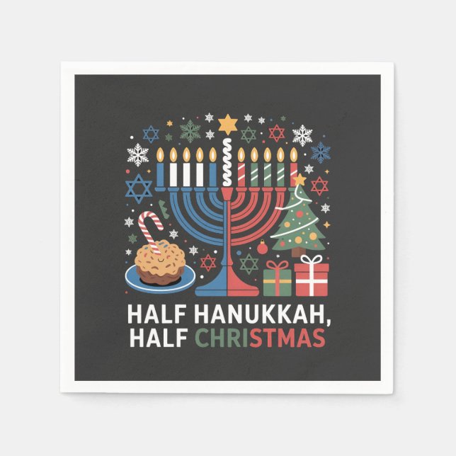 Half Christmas Half Hanukkah Christmukkah Funny  Napkin (Front)