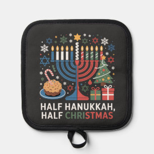 Half Christmas Half Hanukkah Christmukkah Funny Pot Holder