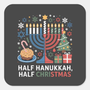 Half Christmas Half Hanukkah Christmukkah Funny  Square Sticker