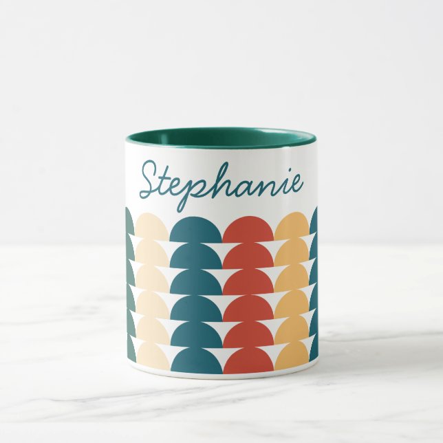 Half Circle Geometric Shape Pattern Name Mug (Center)