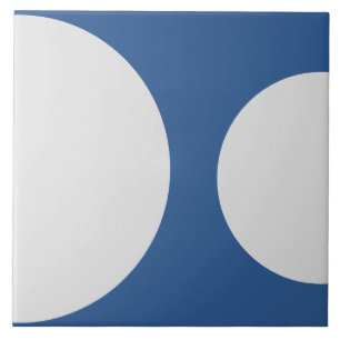 Half Circle Pattern Modern Navy Blue and White Tile