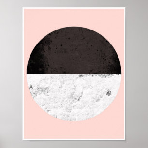Half Circle, pink, white and black Poster