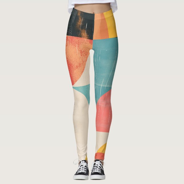 Half circle shapes with textures leggings (Front)