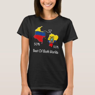 Half Colombian Half Ecuadorian Flag Map Ecuador Co T-Shirt