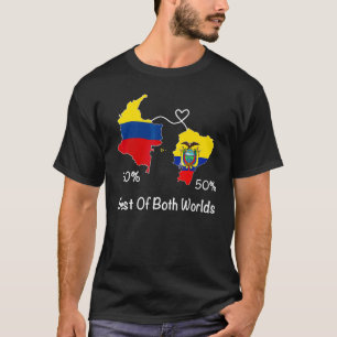 Half Colombian Half Ecuadorian Flag Map Ecuador Co T-Shirt