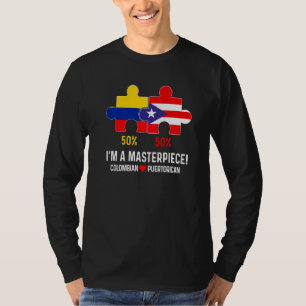 Half Colombian Half Puerto Rican Flag Map Boricua T-Shirt