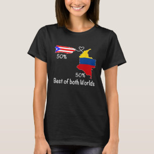 Half Colombian Half Puerto Rican Flag Map Boricua T-Shirt