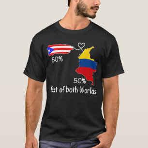 Half Colombian Half Puerto Rican Flag Map Boricua T-Shirt