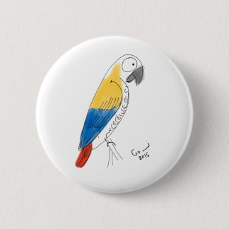 half colour parrot 2 inch round button