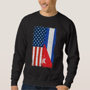 Half Cuban Half American Flag Cuba America Roots Sweatshirt