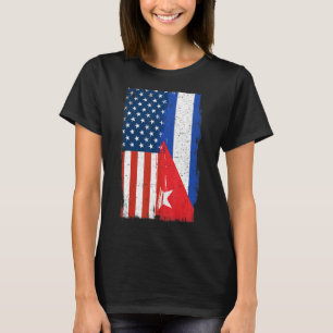 Half Cuban Half American Flag Cuba America Roots T-Shirt