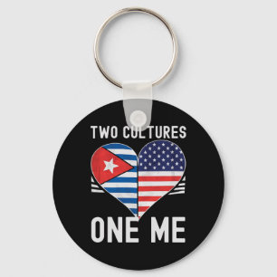 Half Cuban Half American Usa Flag Cuba America Keychain
