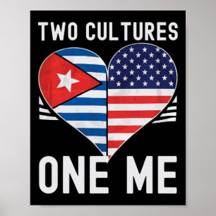 Half Cuban Half American Usa Flag Cuba America Poster