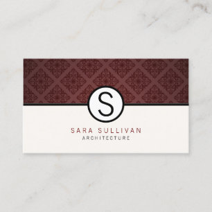 Half Damask Monogram Artchitect Business Card