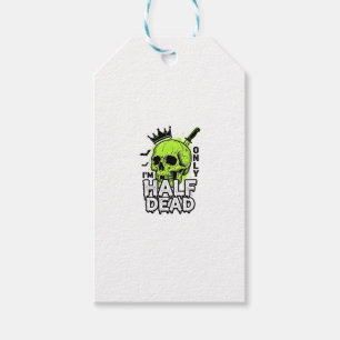 Half Dead Skull Halloween Vintage Engraving Shirt Gift Tags