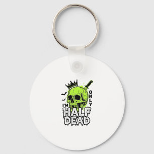 Half Dead Skull Halloween Vintage Engraving Shirt Keychain
