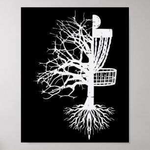 Half Disc Golf Sket Tree Funny Frisbee Frolf Men W Poster