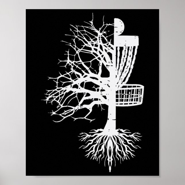 Half Disc Golf Sket Tree Funny Frisbee Frolf Men W Poster (Front)