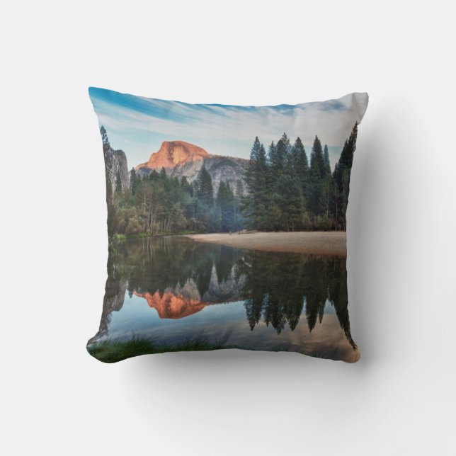 Half Dome and Merced Throw Pillow (Front)