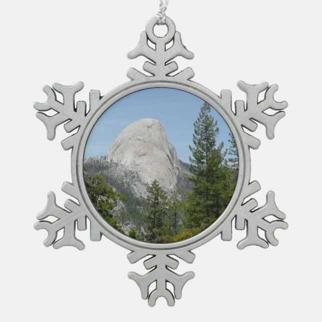 Half Dome from Panorama Trail II Snowflake Pewter Christmas Ornament (Front)