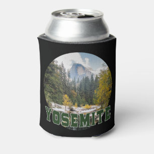 Half Dome in Autumn, with "Yosemite" text Can Cooler