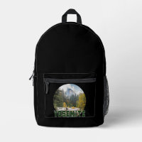 Half Dome in Autumn, with "Yosemite" text``