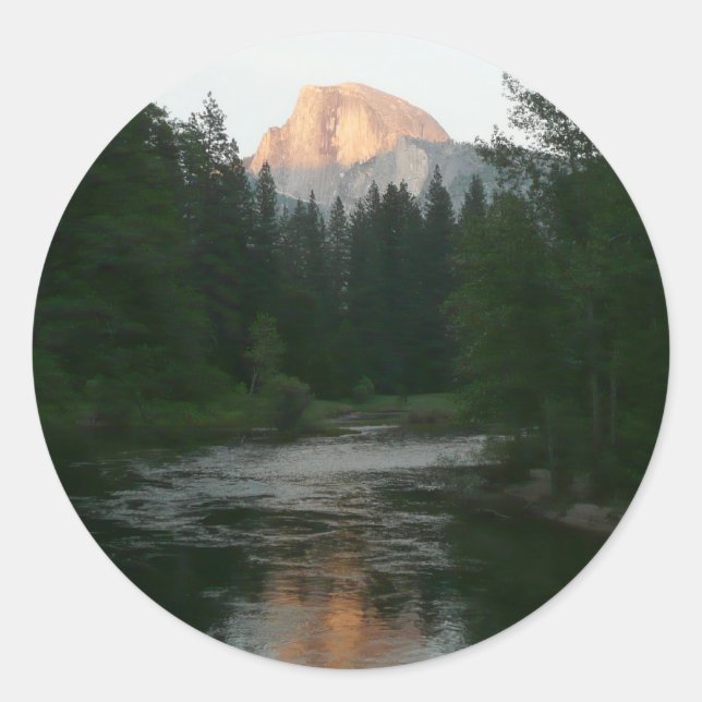 Half Dome Sunset in Yosemite National Park Classic Round Sticker (Front)