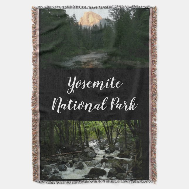 Half Dome Sunset in Yosemite National Park Throw Blanket (Front Vertical)