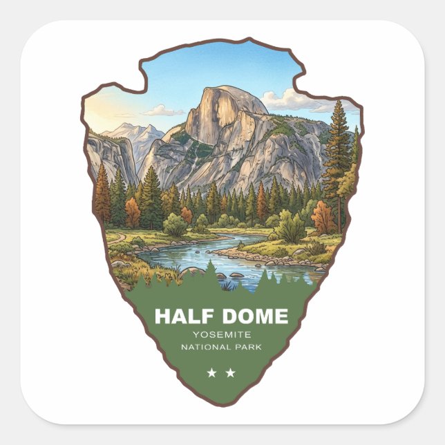 Half Dome Yosemite National Park Arrowhead Square Sticker (Front)