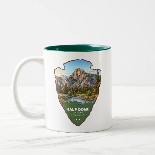 Half Dome Yosemite National Park Arrowhead Two-Tone Coffee Mug (Left)