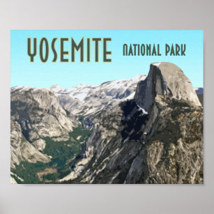 Half Dome Yosemite National Park Vintage Souvenir Poster