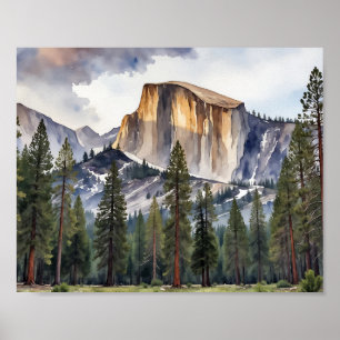 Half Dome Yosemite National Park Watercolor Poster