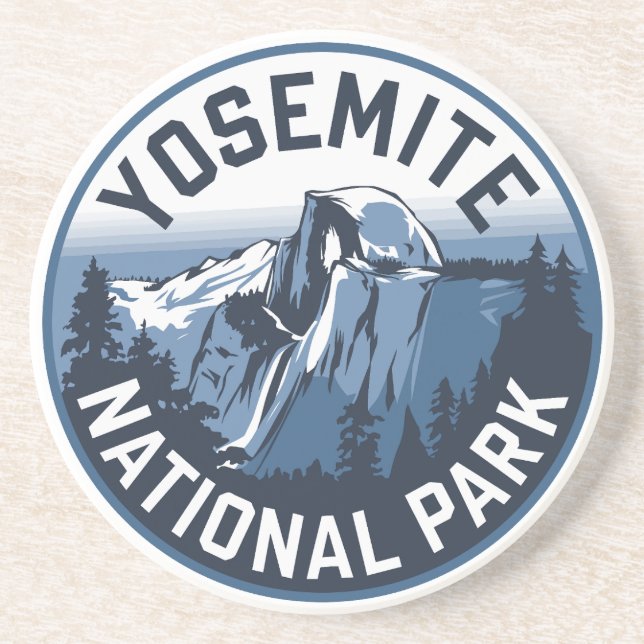 Half Dome Yosemite Round Emblem Coaster (Front)