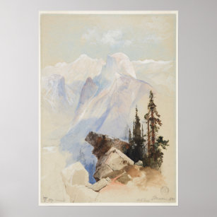 Half Dome Yosemite Thomas Moran Watercolor Art Poster