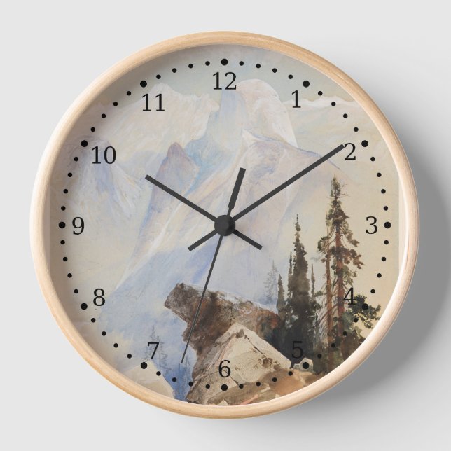 Half Dome Yosemite Watercolor Mountain Landscape  Clock (Front)