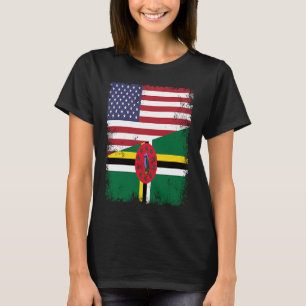 Half Dominican Flag Vintage Dominica USA T-Shirt