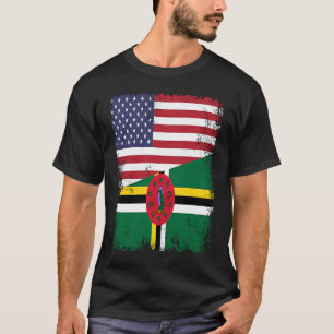 Half Dominican Flag Vintage Dominica USA T-Shirt